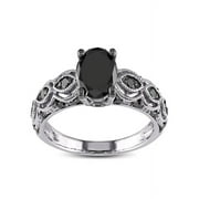 JEENJEWELS 1.25 Carat Round Black Diamond Engagement Ring for Women in White Gold, Sale