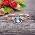 thumbnail image 1 of 1.25 Carat Round Cut Aquamarine Engagement Ring On 10k Rose Gold Art Deco Antique, 1 of 4