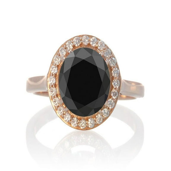 1.25 Carat Round Halo Classic Diamond and Black Diamond Engagement Ring on 10 Rose Gold