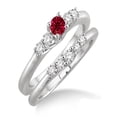 thumbnail image 1 of 1.25 Carat Ruby & Diamond Inexpensive Bridal Set on 10k White Gold, 1 of 2