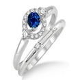 thumbnail image 1 of 1.25 Carat Sapphire and Diamond Elegant Flower Halo Bridal Set on 10k White Gold, 1 of 2