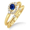 thumbnail image 1 of 1.25 Carat Sapphire and Diamond Elegant Flower Halo Bridal Set on 10k Yellow Gold, 1 of 2