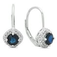thumbnail image 1 of 1.25 Carat (ctw) 14K White Gold Round Blue Sapphire & White Diamond Ladies Halo Style Dangling Drop Earrings 1 1/4 CT, 1 of 4