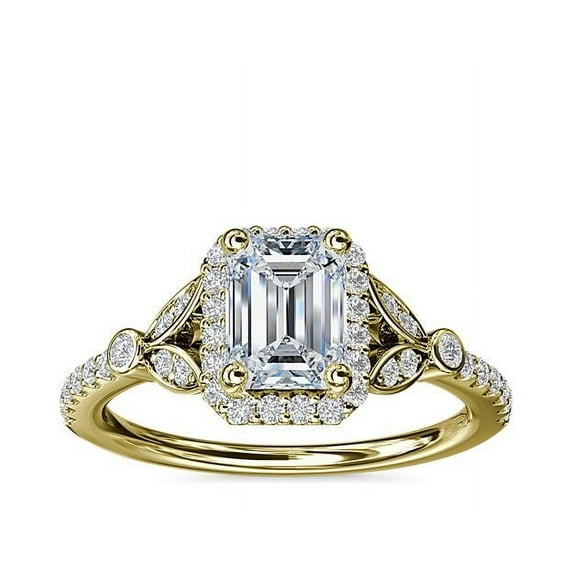 1.25 Ct Charming Emerald Cut Solitaire Natural Diamond (F-G/VS1) Wedding Ring for Gift in 18K Yellow Gold Size 4 by Diamond-Capitals