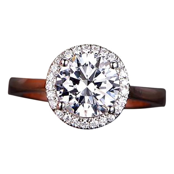 1.25 Ct Halo Round cut Moissanite & Moissanite Ring with 18k Gold Plating