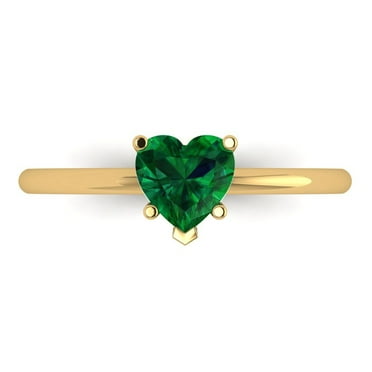 Solitaire Engagement Ring for Women - 1.25ct Simulated Emerald in 14K Yellow Gold Promise Ring
