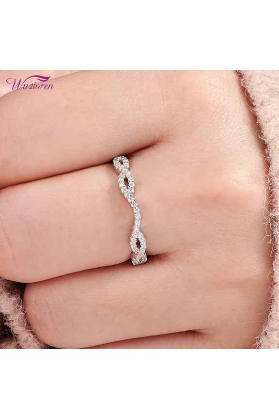 1.25 Ct Round Cut Simulated Diamond Infinity Twist Band Ring for Women 14K White Gold Plated