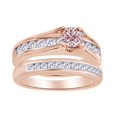 thumbnail image 1 of AFFY 1.25 Ct Simulated Morganite & White Natural Diamond Engagement Wedding Ring in 10k Rose Gold Ring Size - 5, 1 of 1
