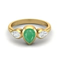 thumbnail image 1 of 1.25 Cts Bezel set Pear Emerald 925 Sterling Silver Gold Vermeil Three Stone Women Mother's Day Gift Ring, 1 of 4