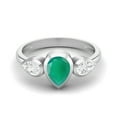 thumbnail image 1 of 1.25 Cts Bezel set Pear Green Onyx 925 Sterling Silver Three Stone Women Mother's Day Gift Ring, 1 of 4