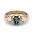 thumbnail image 1 of 1.25 Cts Bezel set Pear London Blue Topaz 925 Sterling Silver Rose Vermeil Three Stone Women Valentines Day Gifts Ring, 1 of 4