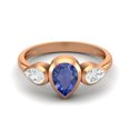 thumbnail image 1 of 1.25 Cts Bezel set Pear Tanzanite 925 Sterling Silver Rose Vermeil Three Stone Women Mother's Day Gift Ring, 1 of 1