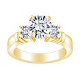 thumbnail image 1 of AFFY (1.25 Cttw) Round Shape White Natural Diamond Three Stone Solitaire Engagement Ring In 14k Solid Yellow Gold Ring Size-5, 1 of 1