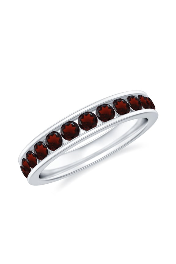 1.25 Ctw Round Garnet Trellis Set 925 Sterling Silver Eternity Ring for Women | Wedding, Engagement Bridal Rings | Mothers Day Gift_8.5