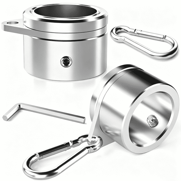 1.25" Flag Pole Rings, Aluminum Alloy Flagpole Rings 360° Rotating Anti Wrap, Spinning Flag Pole Clips with Carabiner for 1-1.25 Inch Diameter 2PC