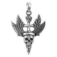 thumbnail image 1 of 1.25 Inch Black and Silver Colored Skull with Wings Jewelry Pendant, 1 of 1