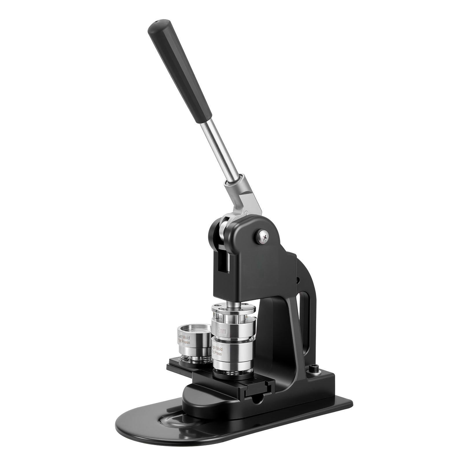 1.25 Inch Button Maker Machine with 500pcs Parts Circle Cutter Hex Wrenches Magic Book Ergonomic Handle for DIY Badges Personalized Pins Keychains Black