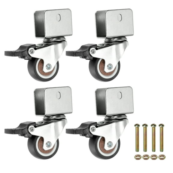 Uxcell Caster Wheels Swivel Casters for Furniture Office Chairs Carts with Break, 0.7" U Bracket 1.25"