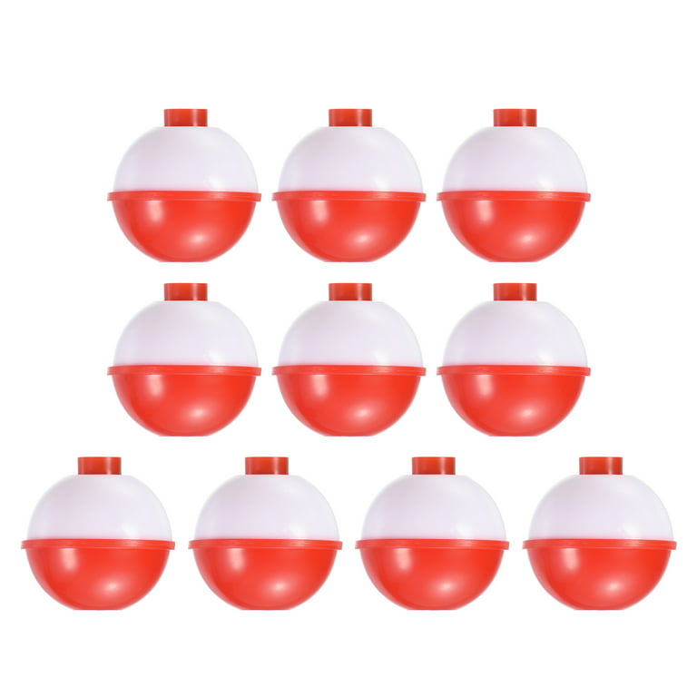 1.25 Inch Fishing Bobbers, Plastic Push Button Round Fishing Float, Red and  White 10 Pack