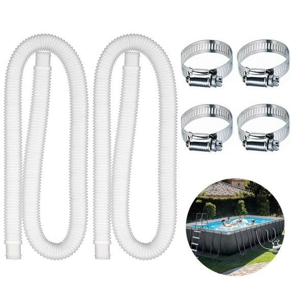 Pool Hoses for Above Ground Pools, Pool Filter Pump Hoses Compatible with In-tex Pool Filter Pump 607, 637 With 4 Metal Clamps