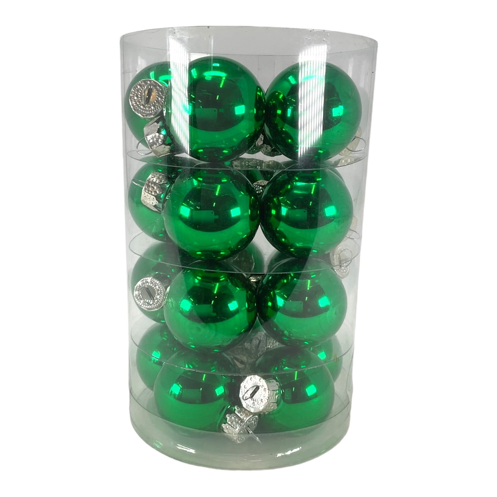 1.25 Inch Shiny Christmas Green Glass Ball Ornament Set of 20