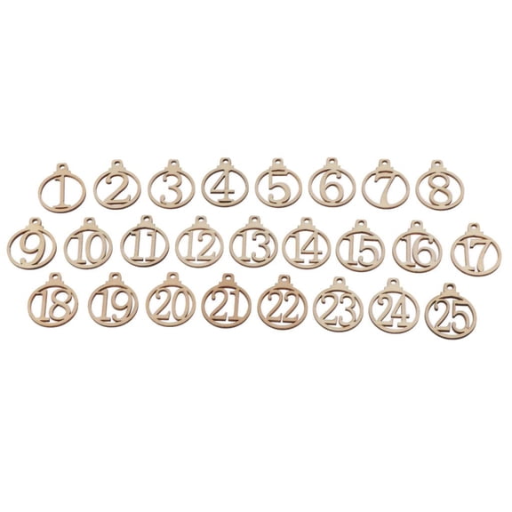 1-25 Numbers Wooden Letters Gift Tags Wedding Party Decoration Gift Cupcake Boxes Christmas Ornaments