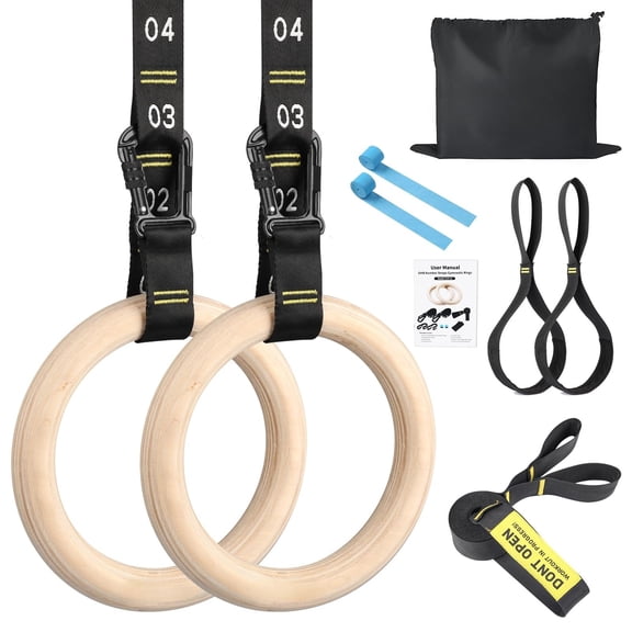 1.25" Olympic Rings Adjustable Straps Pull Up Rings Sets for Workout Bodyweight Fitness Training