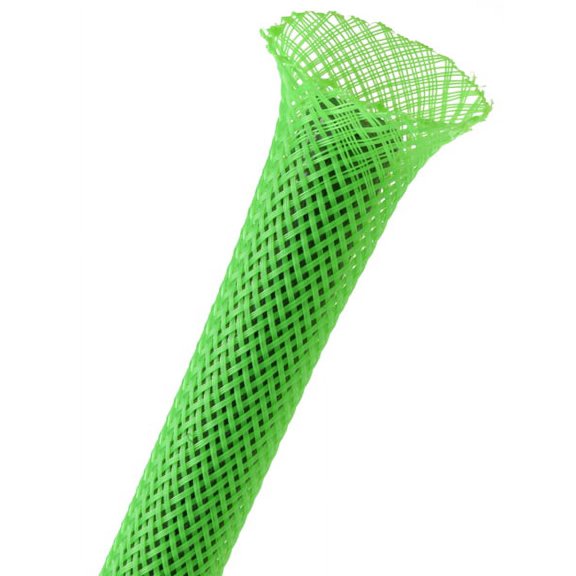 1.25" PET Expandable Braided Sleeving - Color: Neon Green - Length: 10FT