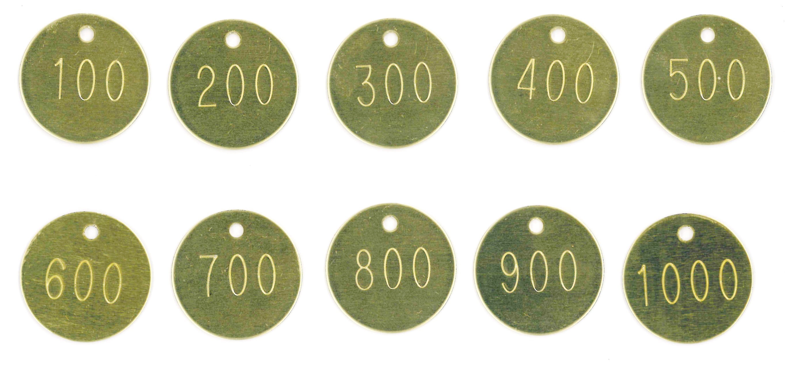 1.25" Round Brass Tags Numbered 001 - 1,000 (Pack of 1,000 Tags)