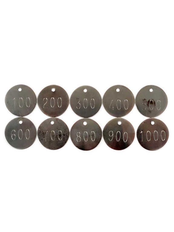 1.25" Round Stainless Steel Tags Numbered 001 - 1,000 (Pack of 1,000 Tags)