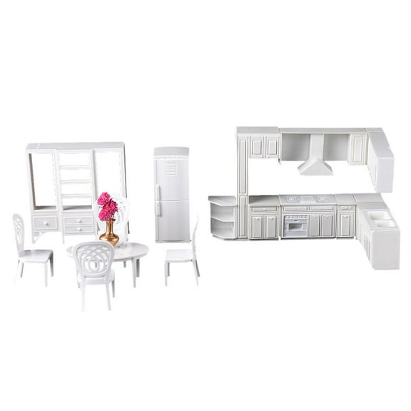 1:25 Scale Dollhouse Mini Kitchen Furniture Table Chairs Cabinet Model