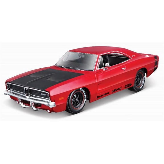 1-25 Scale Metallic Diecast Model for 1969 Dodge Charger RT - Red