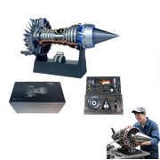 1/25 Simulation Aircraft Turbojet Engine Rotatable Model, Tr900 3D Printed Aircraft Engine Simulation Model with LED Light & Adjustable Speed MotorCombination Blue Light
