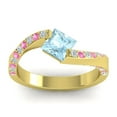 thumbnail image 1 of 1.25 T.C.W Wonderful Princess Cut Aquamarine & Pink Sapphire Gemstone Wedding Ring for Ladies Solid 18K Yellow Gold Size 9 by Diamond-Capitals, 1 of 8