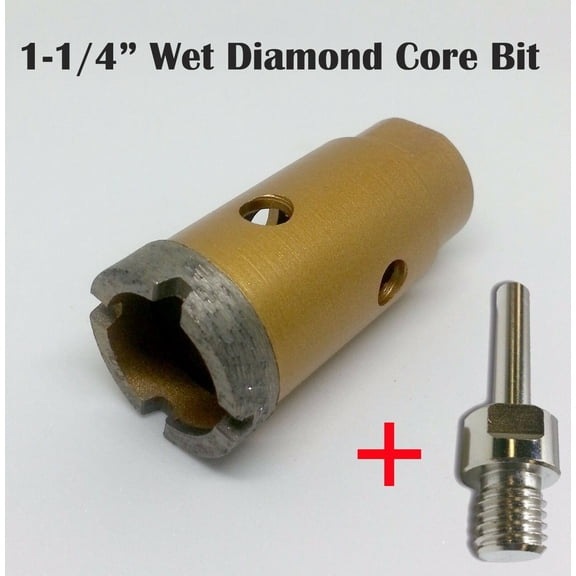 1.25" Wet Diamond Segments Core Drill Bit with 5/8"-11 Adapter for Granite Marble Hole Saw