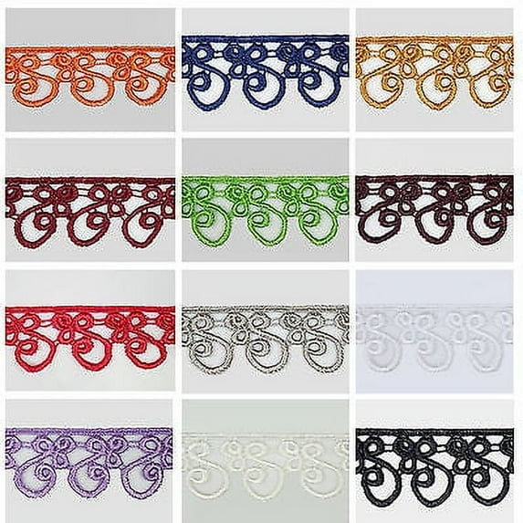 1.25" White Black Gray Ivory Lilac Red Venice Lace Trim Guipure Trimming By Yard