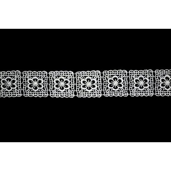 1.25" White Cuttable Floral Squares Venice Lace Trim By 2 Yards