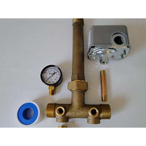 Kit Installation Té Réservoir Pression Pour Puits D'eau 30/50 PSI - Laiton, Neuf, Union Incluse