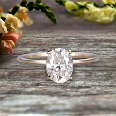 1.25 carat Classic Oval Moissanite Diamond Solitaire Engagement Ring on 10k Yellow Gold