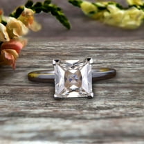 1.25 carat Classic Princess Cut Moissanite Diamond Solitaire Engagement Ring on 10k White Gold