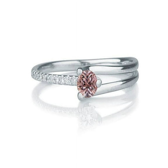 1.25 carat Round Cut Morganite and Diamond Engagement Ring in 10k White Gold