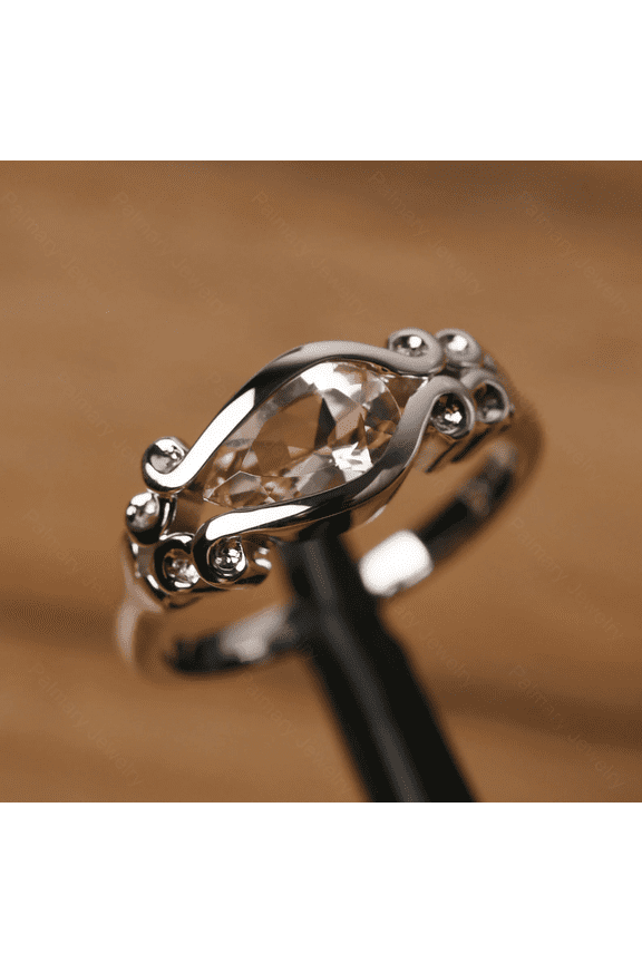 1.25 carat morganite filigree statement ring sterling silver pear shape pink stone unique design ring