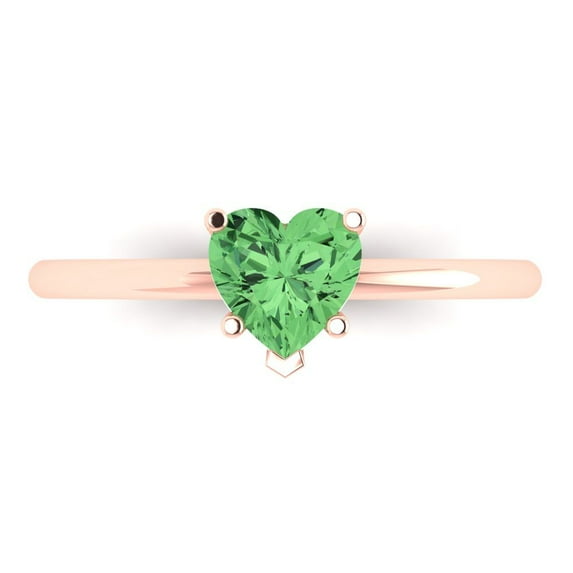 Solitaire Engagement Ring for Women - 1.25ct Simulated Green Diamond in 14K Rose Gold Promise Ring