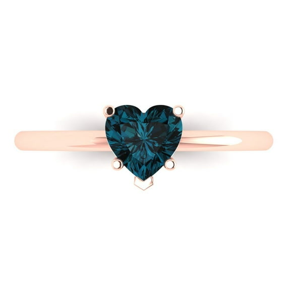 Solitaire Engagement Ring for Women - 1.25ct Natural London Blue Topaz in 14K Rose Gold Promise Ring
