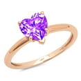 thumbnail image 1 of 1.25 ct Heart Cut Natural Amethyst Solitaire 18K Rose Gold Womens Engagement Ring, 1 of 3