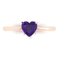 thumbnail image 1 of 1.25 ctw Solitaire Anniversary Ring for Women | Heart Cut Natural Amethyst | Hyperallergenic Solid 18K Rose Gold, 1 of 5