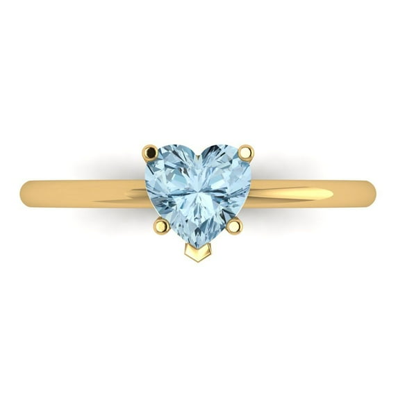 1.25 ctw Solitaire Anniversary Ring for Women | Heart Cut Natural Aquamarine | Hyperallergenic Solid 18K Yellow Gold