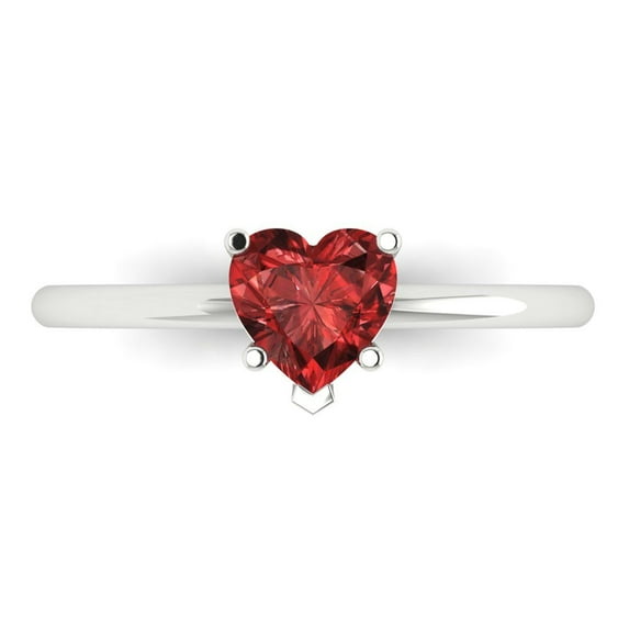 1.25 ctw Solitaire Anniversary Ring for Women | Heart Cut Natural Garnet | Hyperallergenic Solid 14K White Gold
