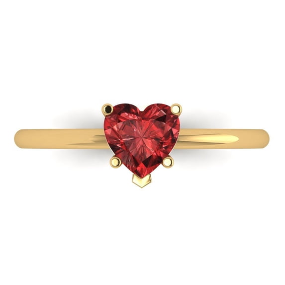 Clara Pucci 14K Yellow Gold Solid Gold Garnet Solitaire Anniversary Ring for Women - 1.25 cttw Heart Cut