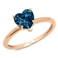 thumbnail image 1 of 1.25 ct Heart Cut Natural London Blue Topaz Solitaire 18K Rose Gold Womens Engagement Ring, 1 of 4